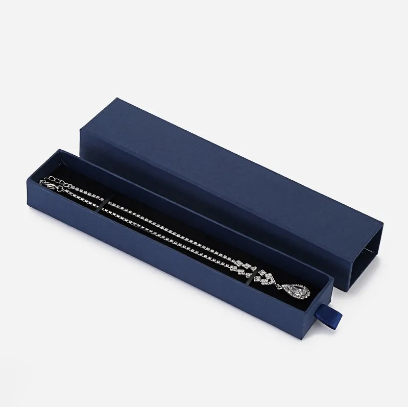

Customized Logo Blue Box For Jewelry 9x9x3cm Drawer Necklace Pendant Bracelet Display Box Gift Storage Paper Packaging Boxes