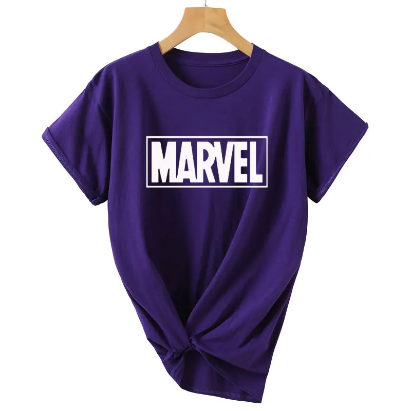 2019 летняя футболка с буквенным принтом MARVEL Женская Повседневная короткими