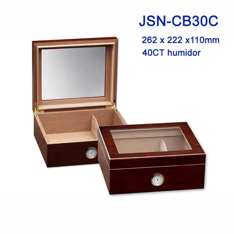 Стеклянная верхняя humidor деревянная испанская кедровая Коробка Для Хранения Сигар с подносом