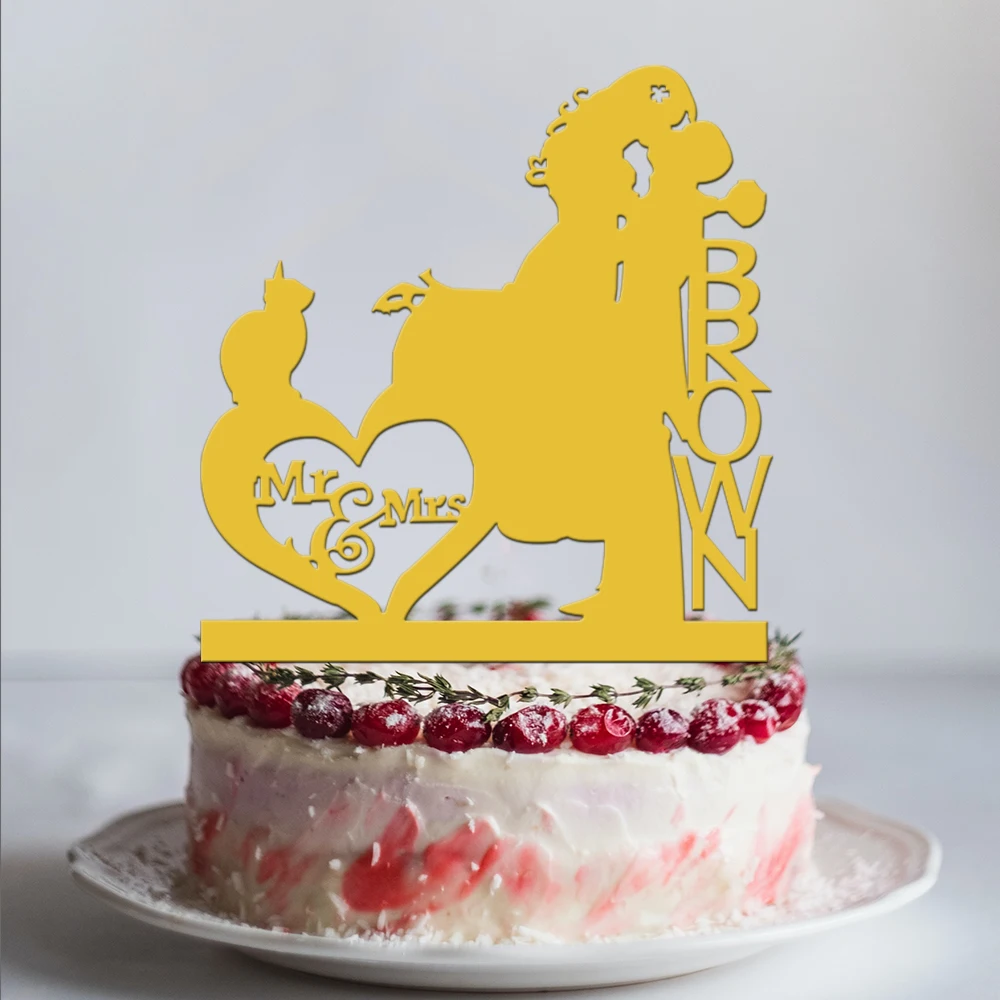 

Индивидуальный свадебный торт Топпер для пары фамилия, узор в виде сердца для невесты и жениха, персонализированный Романтический знак для ...