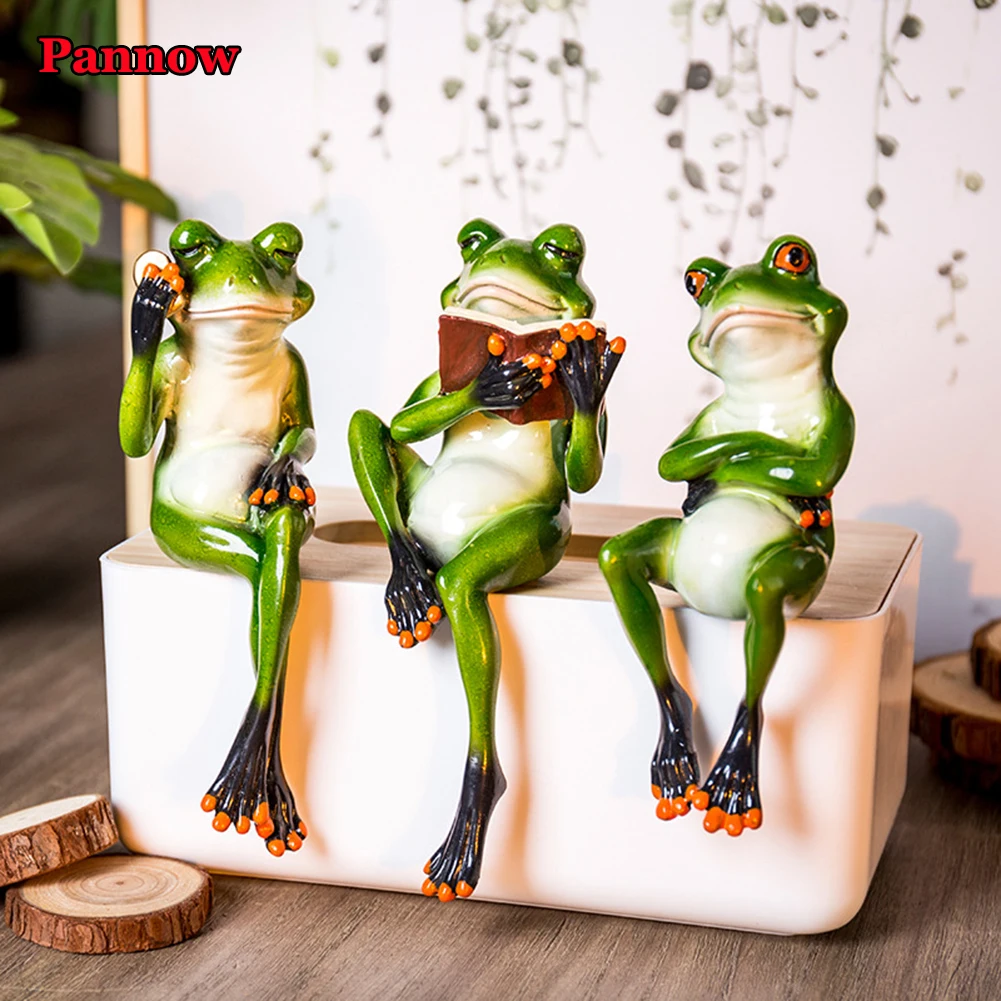 

Мини-Статуэтка зеленая лягушка из смолы, 3D, милая статуэтка, украшения для дома, украшение для гостиной, подоконника, сада