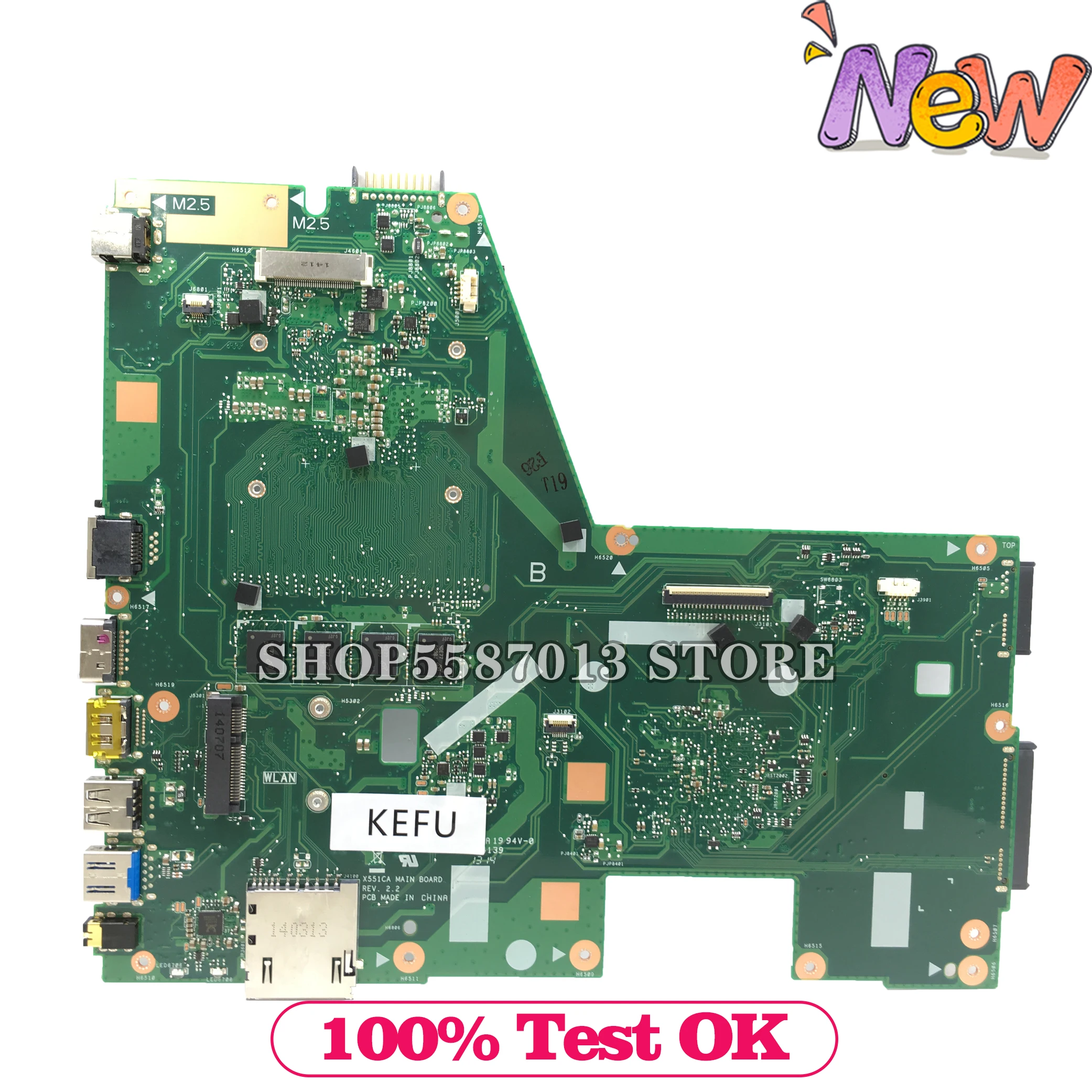 

X551CA Laptop motherboard for ASUS X551CAP original mainboard 1007U/2117U 4GB-RAM