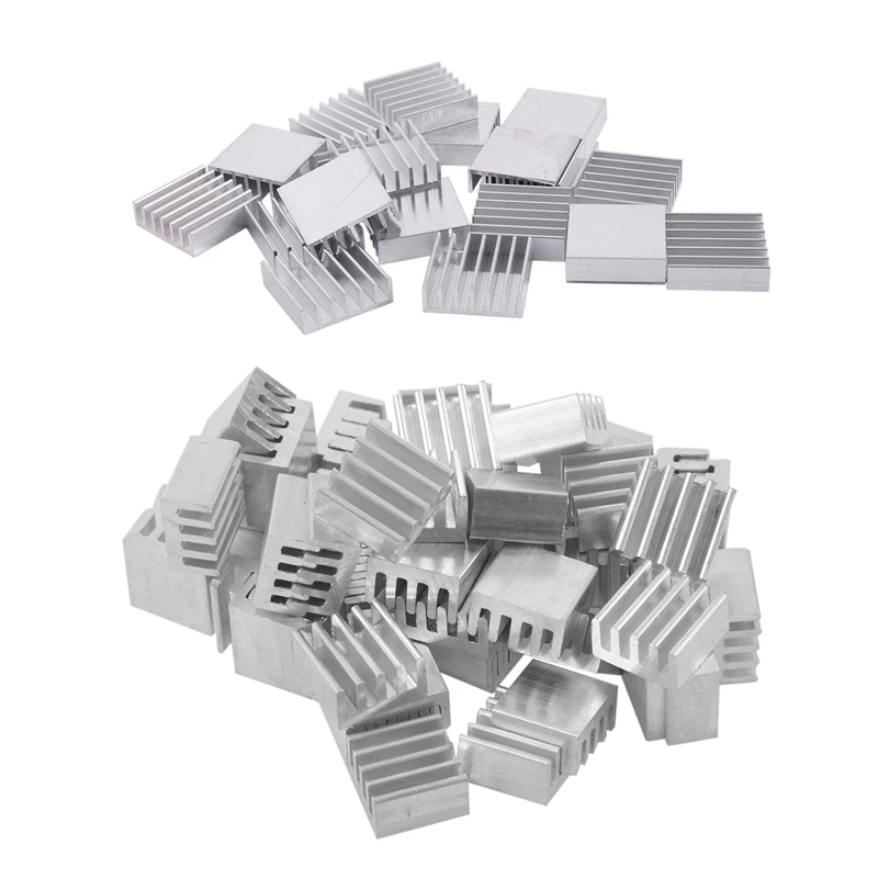 

20Pcs 20Mm X 20Mm X 6Mm Aluminum Heatsink Radiator Cooling Fin Silver Tone & 50Pcs 9X9x5mm Mini Aluminium Heatsink