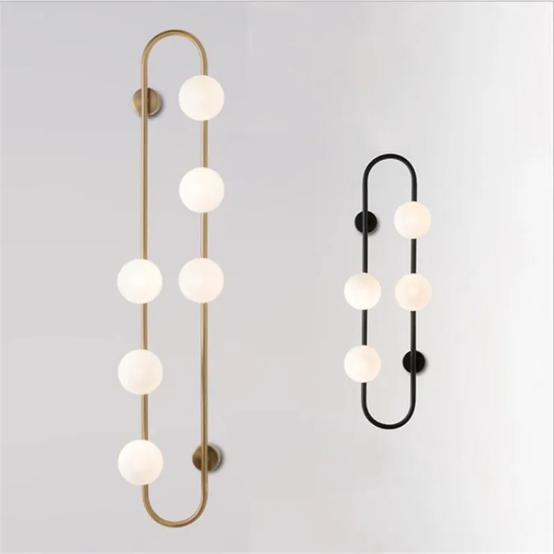 Modern Nordic LED Wall Lamp Frosted Glass Ball Light Dining Bedroom Bedside Mounted Restaurant Aisle Corridor Sconces | Лампы и