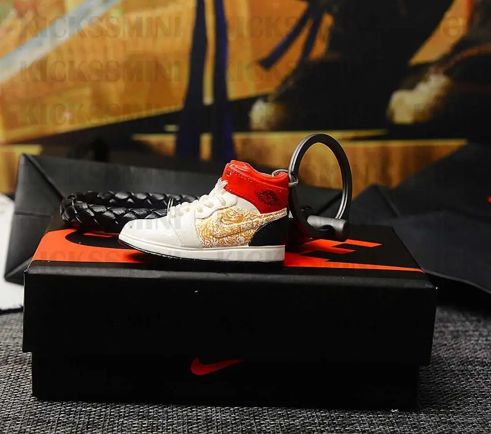a shoe w rope Персональный DIY Air Jordan " разбитая задняя панель" часть 1 3D кроссовок фигурный брелок сумка коробка Подвеска для пары Кукла аксессуар - Цвет: a shoe w rope