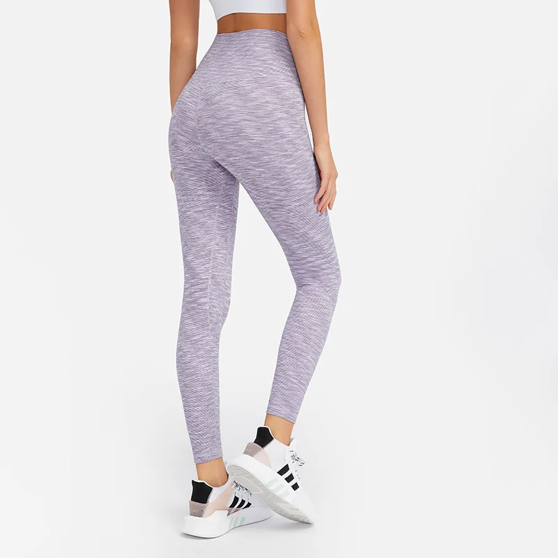 

Lulu New Arrival Fitness Yoga Legging Women Sports Pant Woven Color Stripes Show Thin High Waist Peach Hips Butter Soft Athletic