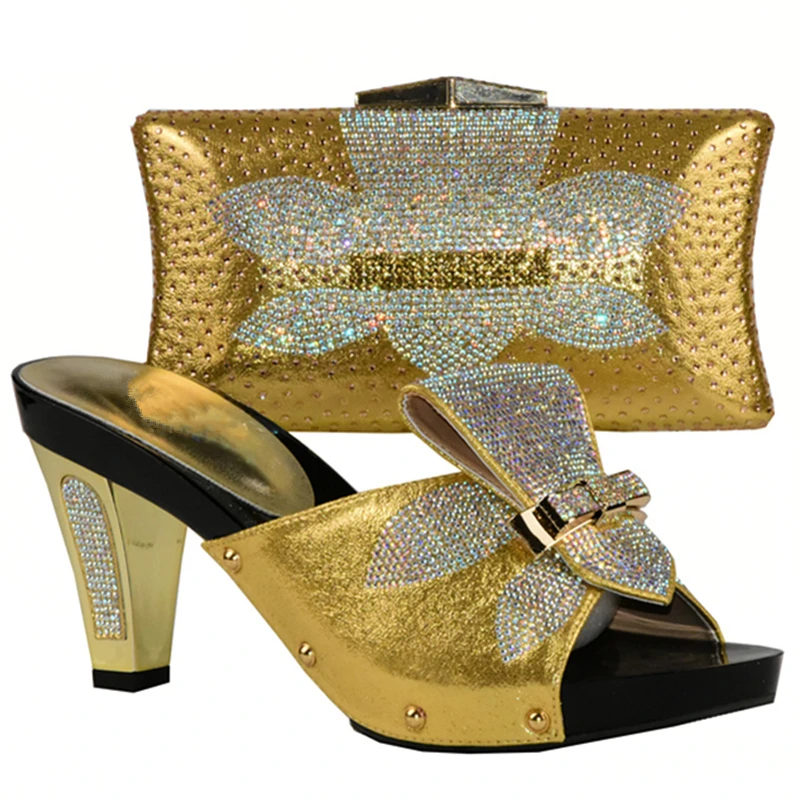 Новое поступление золотистый цвет женская модель итальянская украшенная