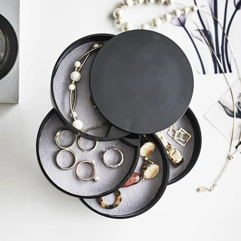 Круглая пластиковая коробка для хранения с 4 слоями Вращающаяся круглая