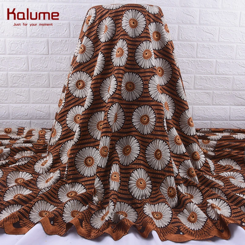 Kalume Высокое качество африканская швейцарская хлопковая кружевная ткань