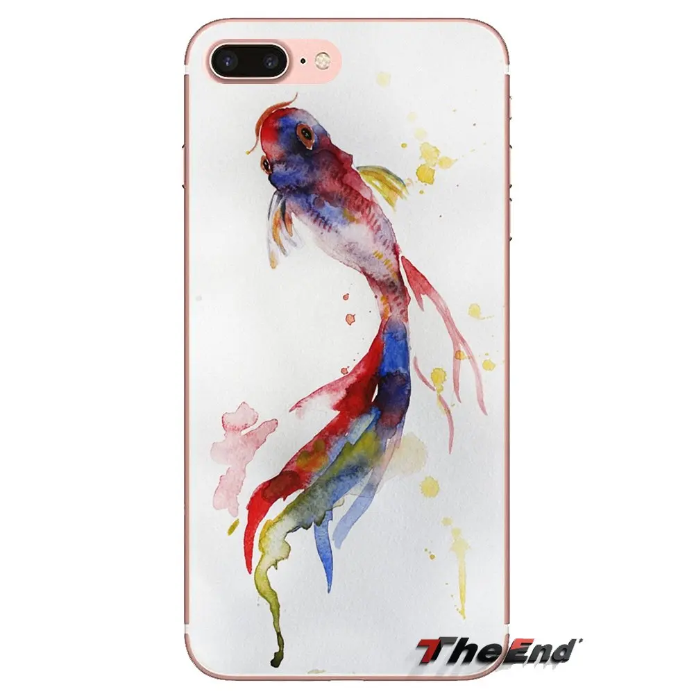 Акварельные картины Koi Fish для iPhone XS Max XR X 4 4s 5 5S 5C SE 6 6S 7 8 Plus samsung Galaxy J1 J3 J5 J7 A3 A5 чехлы