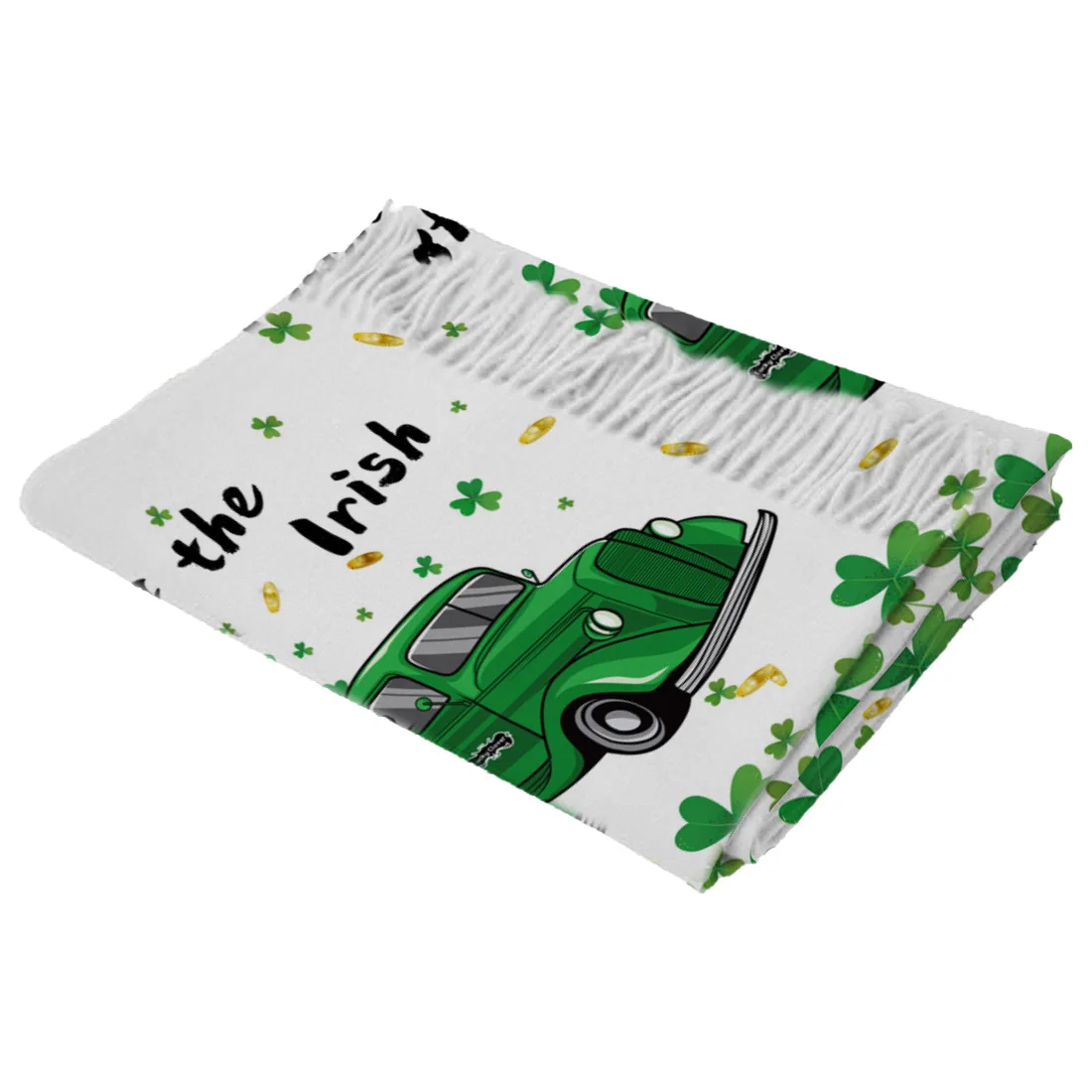 Womens Cashmere Scarf Uck Irish Green Truck Carry Clover White Lightweight Soft Ladies Scarves Wraps Stylish Girls Shawl |