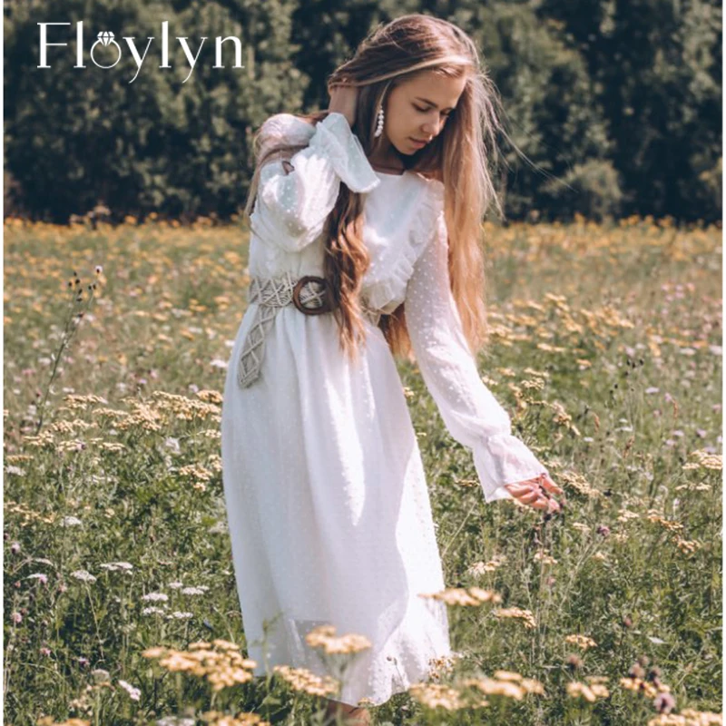 Женское шифоновое платье в горошек Floylyn длинные брюки клеш с эластичным поясом