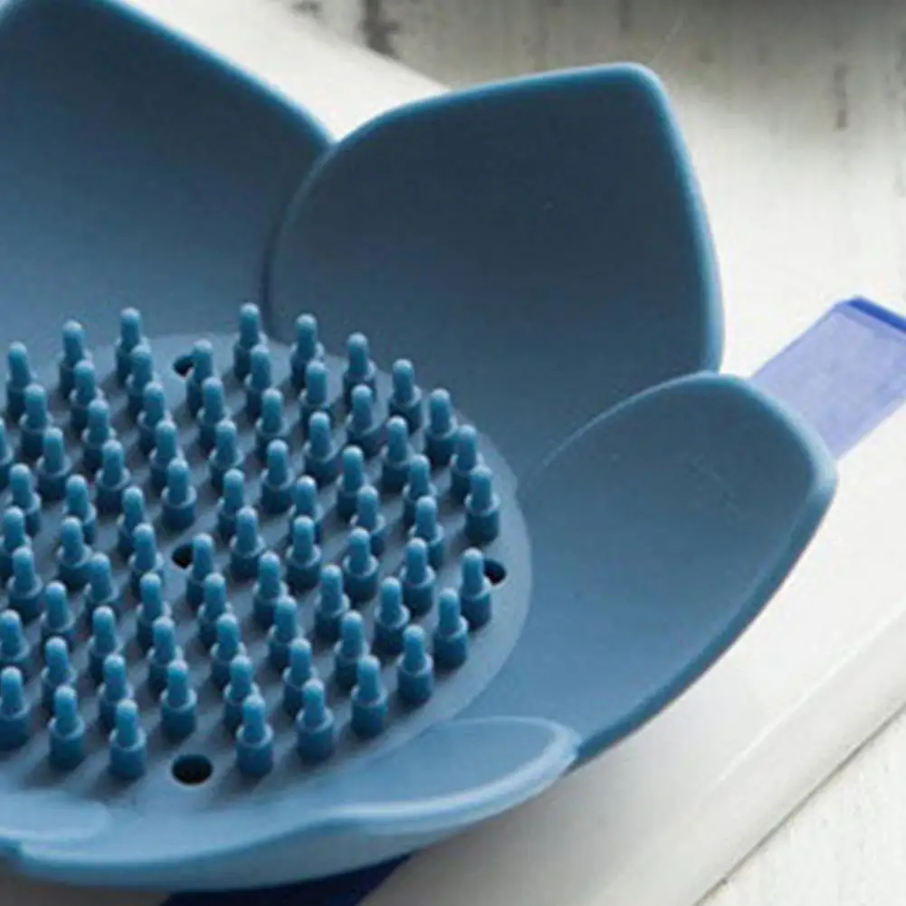 

Soap Box Portable Non-slip Lightweight Creativity Lotus Shape Box Silicone Draining Soap Dish Bathroom Accessory Storage Shelves