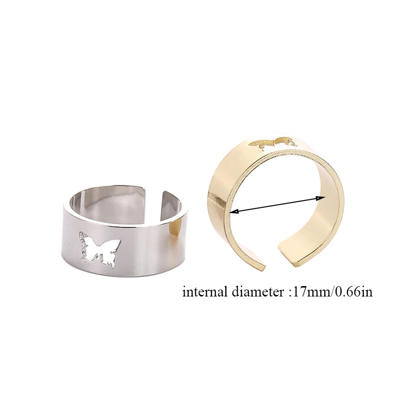 

Elegant Lovers Butterfly Ring Sets For Women Men Lover Simple Design Copper Couple Open Rings Adjustable Party Jewelry A980