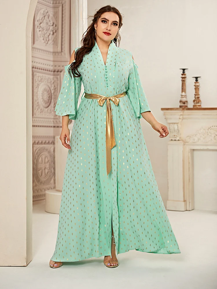 2021 Абая длинные весенние женские платья с рукавом бабочкой большого размера плюс