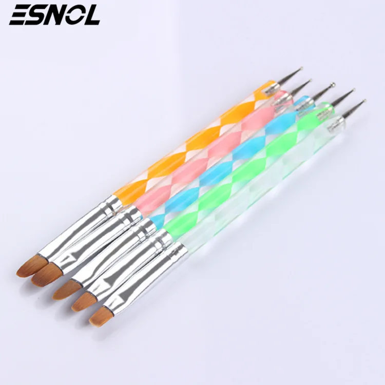 

5 шт./компл. двухсторонняя ручка для точечного дизайна ногтей акриловый лайнер для рисования Цветочная Кисть со стразами кристаллами УФ-гел...