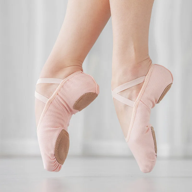 

Kids Adult Ballet Shoes Stretch fabric Split sole Women Ballet Slippers Pink Black Girl's Dance Shoes comfortable gym yoga shoes