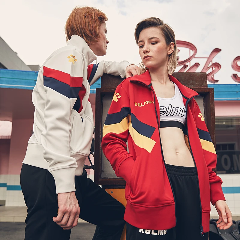 Мужская куртка в полоску сбоку KELME Весенняя Спортивная одежда для бега