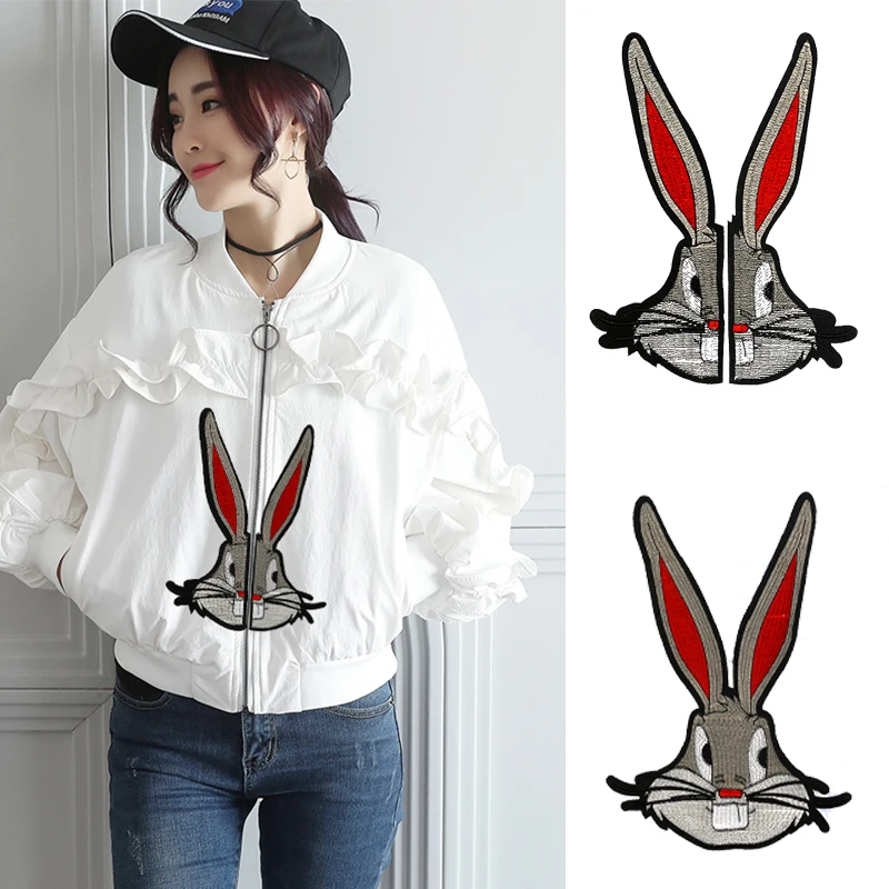 

large embroidery big patch rabbit animal cartoon patches for bag badges applique patches for clothing SC-1012