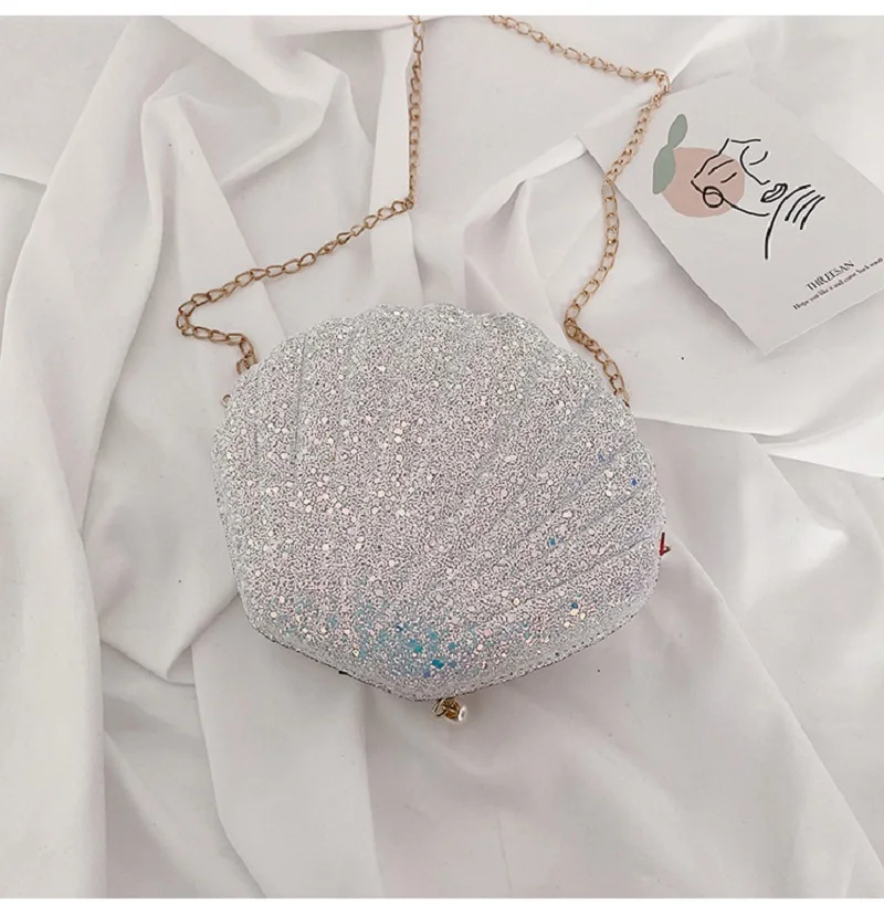 Блестящая мини-сумка через плечо в виде ракушки Корейская маленькая сказочная