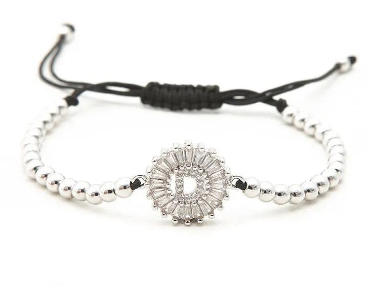 Микро-браслет с медными и белыми Фианитами 26 алфавитов | Украшения аксессуары