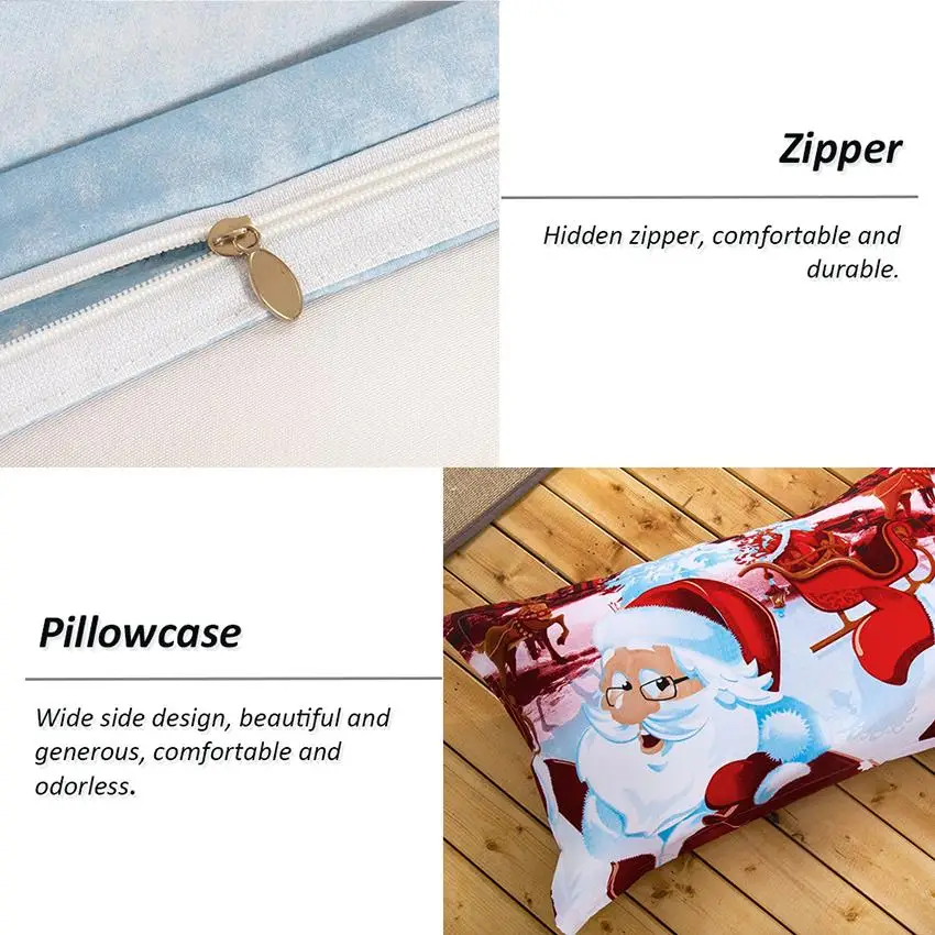 

15Cotton Bedding Set 3D Printed Cartoon Merry Christmas Gift Santa Claus Bedclothes Duvet Quilt Cover Bed Sheet Pillowcase