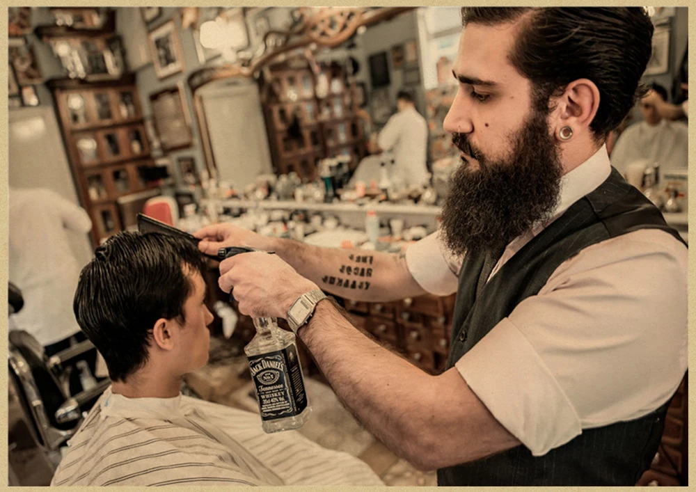 Тату Парикмахерская крафт бумага постер Бар Кафе гостиная столовая настенные