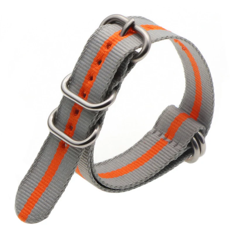 gray orange S 21 цвет прочный нейлоновый ремешок otan ZULU ремешок 18 мм 20 мм 22 мм 24 мм полосатый Радужный холст замена ремешок для часов - Цвет ремешка: gray orange S