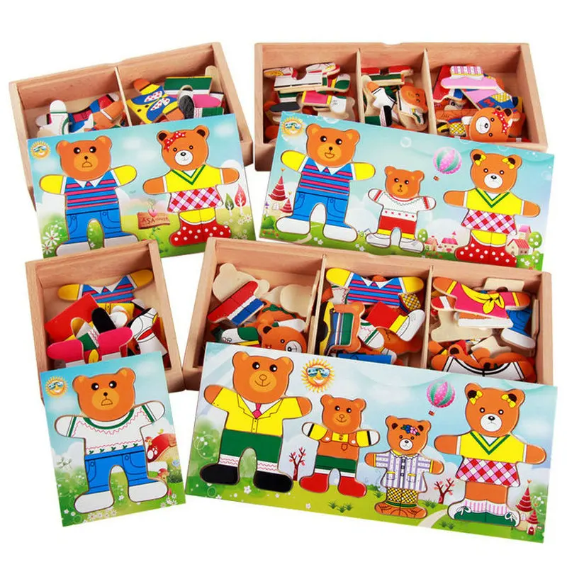 Бесплатная доставка Платье с медведем изменение 3d деревянные головоломки