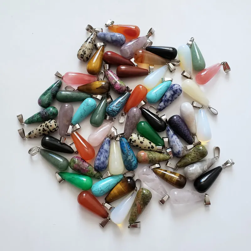 

Wholesale 50pcs Hot selling fashion mixed natural stone pendant water Drop charms pendants Necklaces for DIY accessories making