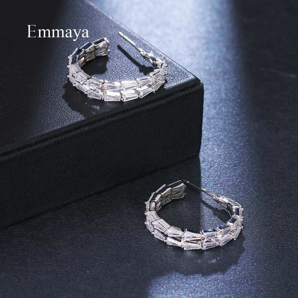 Женские двухслойные серьги Emmaya с прозрачным цирконием Элегантные украшения для