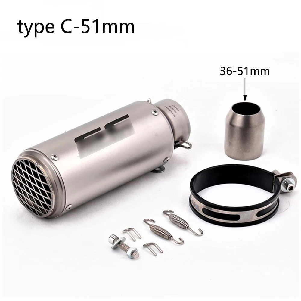 type C-51mm Универсальный мотоцикл SC гоночный проект выхлоп Escape модифицированный Грязь велосипед ямы глушитель для GSR K6 K7 R6 S1000RR CBR600RR CBR1000RR - Цвет: type C-51mm
