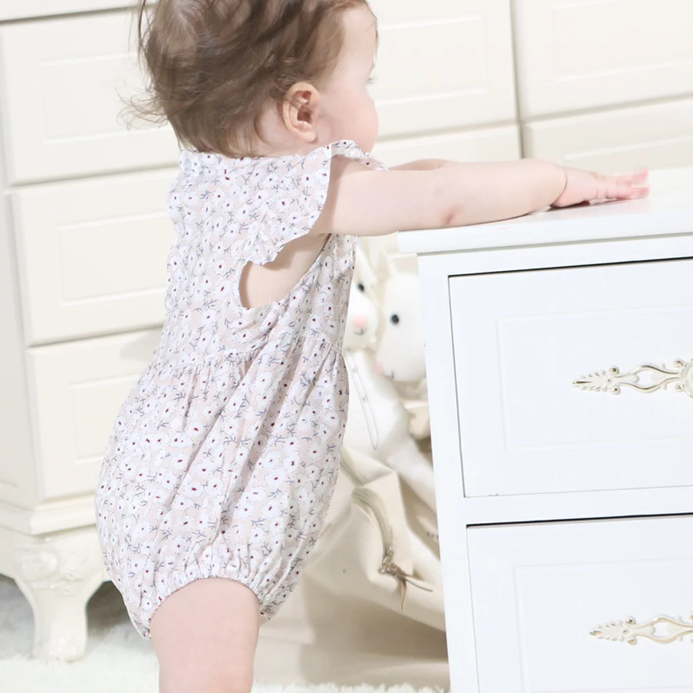 Одежда для новорожденных на 6 месяцев 12 Детский комбинезон с цветочным принтом