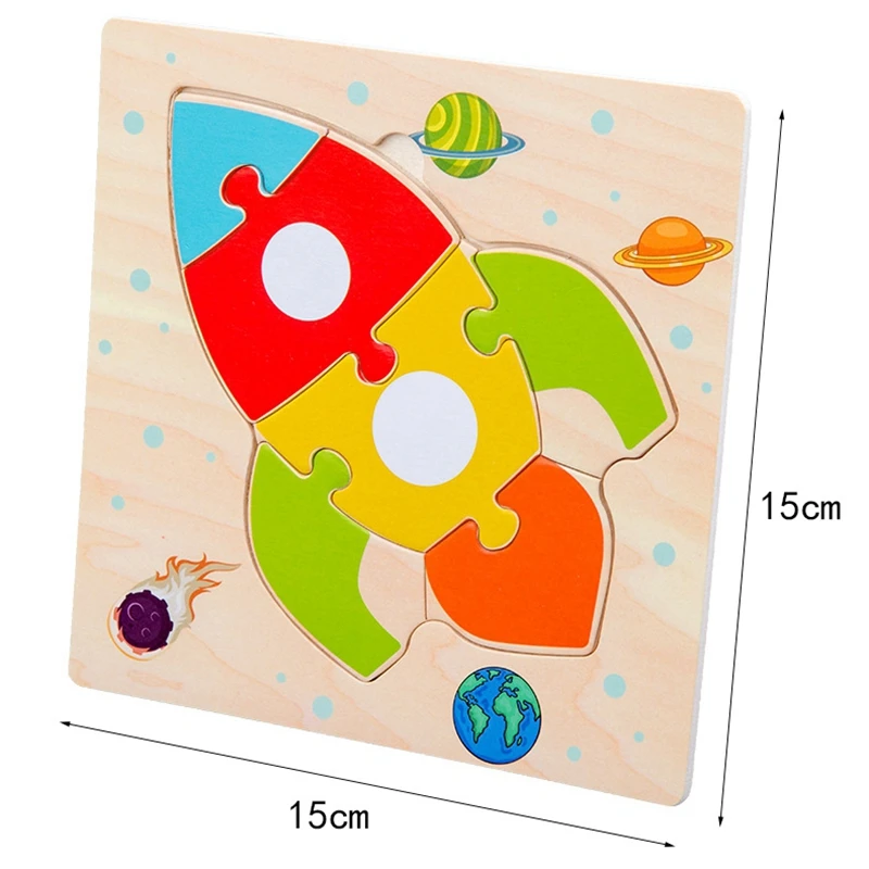 Kids Toys Montessori 3D Puzzles Toys for Children Cartoon Traffic Animal Wooden Puzzle Jigsaw Baby Education Toy Puzzles Gift
