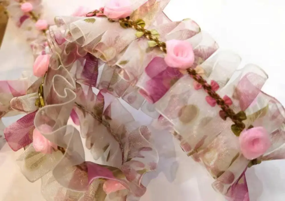 Плиссированная отделка Цветочная рококо 1 плиссированная шифоновая с принтом