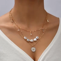 ywzixln elegant multilayer jewelry wedding big pearl necklace for women fashion crystal pendant necklace n0287