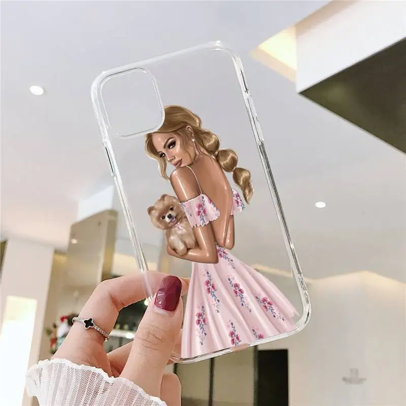 

VOGUE Christmas Princess Girl Female Phone Case Clear Transparent for iPhone 11 12 mini pro XS MAX 8 7 6 6S Plus X 5S SE XR 2020