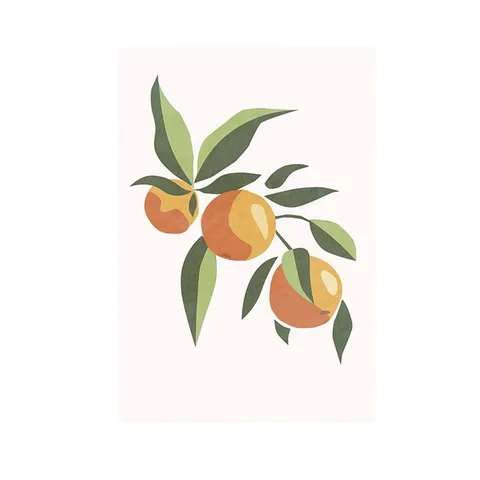 Скандинавские картины на холсте с фруктами лимон, апельсин, персик, авокадо, плакаты и принты, минималистичные настенные картины для декора гостиной