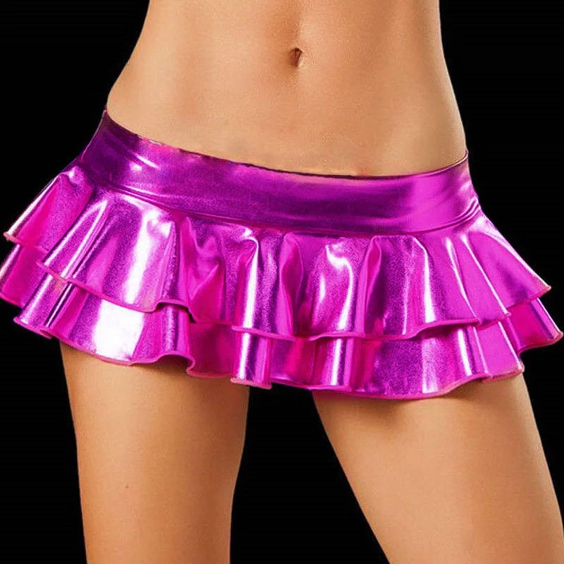 

Faux Leather Micro Party Clubwear Short Skirt Porno Sexy Mini Skirts Woman Wet Look Metallic Shiny Bodycon