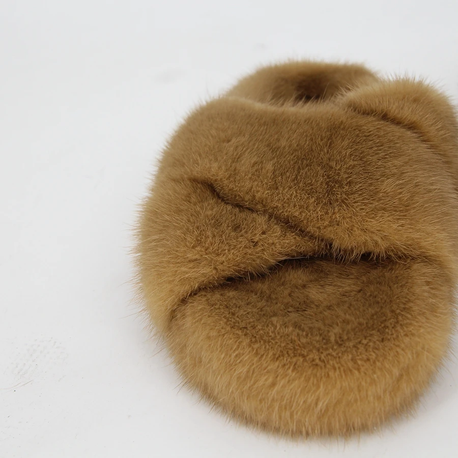 Новое поступление Розовые Тапочки из натурального меха норки Женская обувь