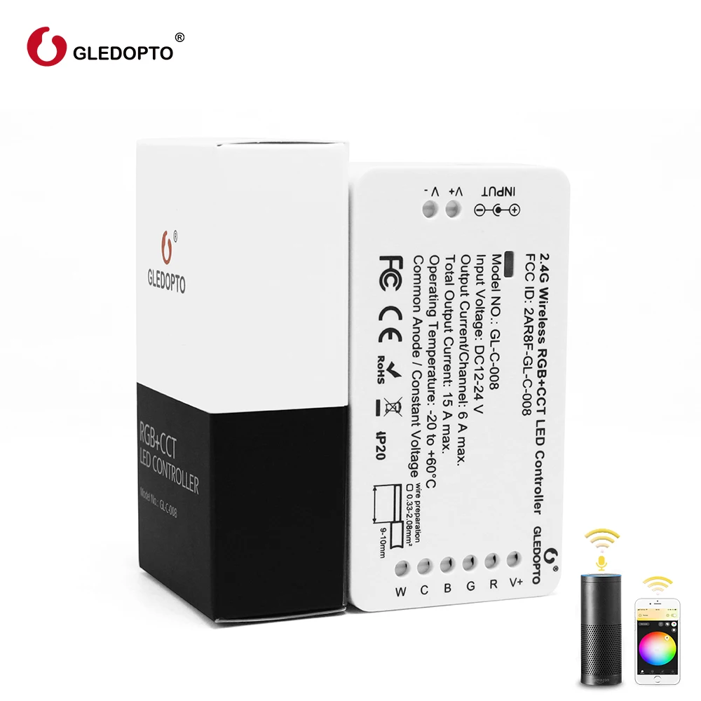 Zigbee DC12/24V 6 в 1 RGBCCT Светодиодные ленты Управление Работать с Tuya Smartthings Conbee Alexa Echo