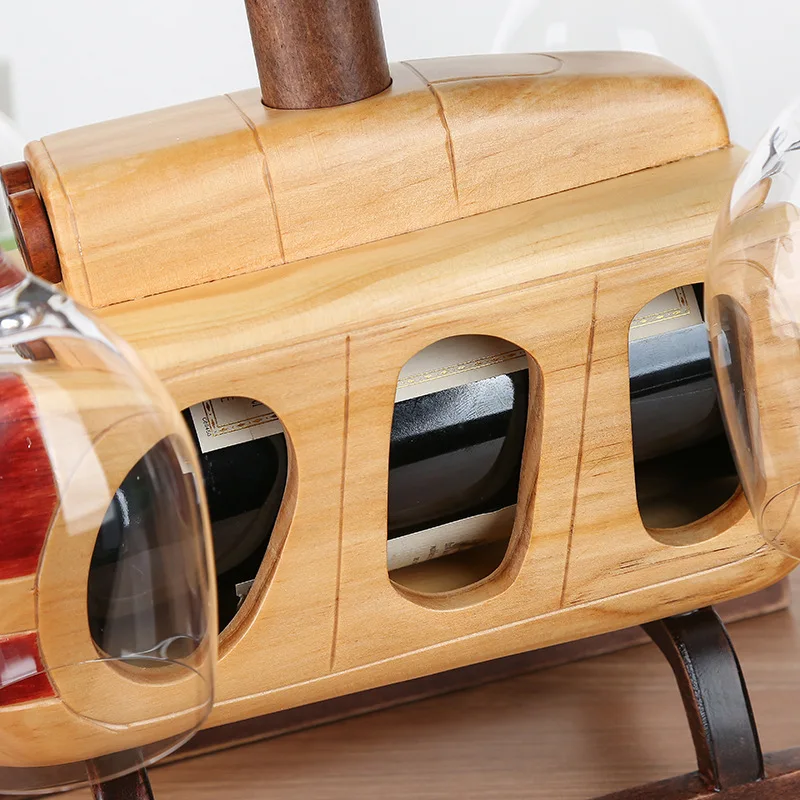 

CreativeWooden Wine rack With Airplane Model Hanging Wine Glass Holder Bar Stand Display Stand Decor Wooden Wine Rack Wine Glas