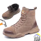 Мужские ботинки, защитная обувь, неразрушаемый стальной носок, защита от ударов и проколов, пустынные боевые ботинки, зимние мужские ботинки