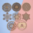 Цветок жизни энергетический коврик геометрические деревянные подставки лазерная резка ломтик деревенское искусство домашний настенный Декор Украшение свадебное украшение