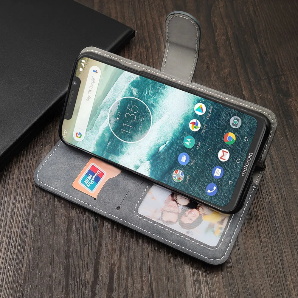 Роскошный Винтажный чехол для Motorola One power Moto G7 Z3 Play P30 Note Play, чехол-книжка из кожи, деловой силиконовый чехол-кошелек из ТПУ