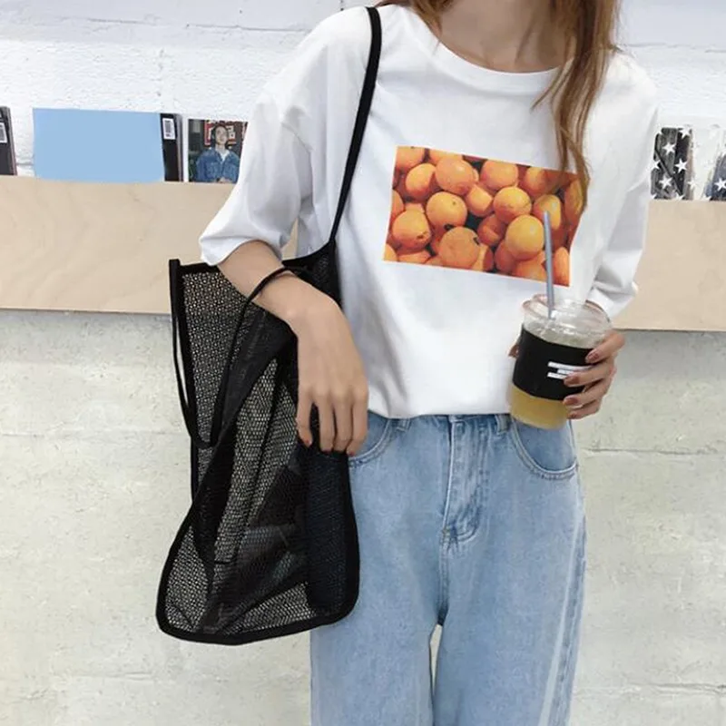 

Women Mesh Handbag Totes Net Beach Bag Female Daily Use Light Casual Tote Shoulder Bag Lady Messenger Fashion Large Capacity