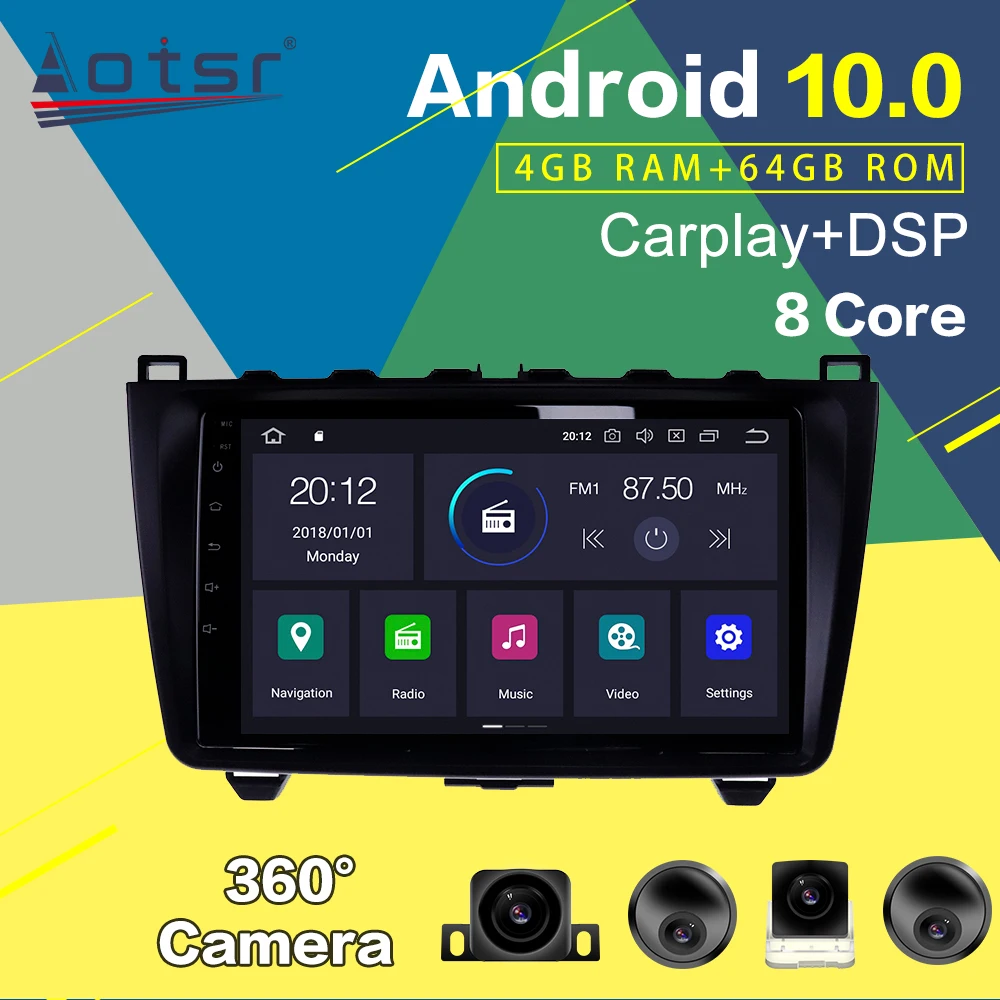 Автомагнитола PX6 с GPS навигацией Android 10 0 для Mazda 6 2008 2012 мультимедийный плеер