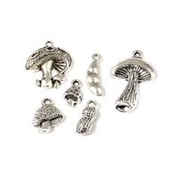 180pcs antique silver alloy mushroom charms pendants for jewelry making bracelet necklace diy accessories