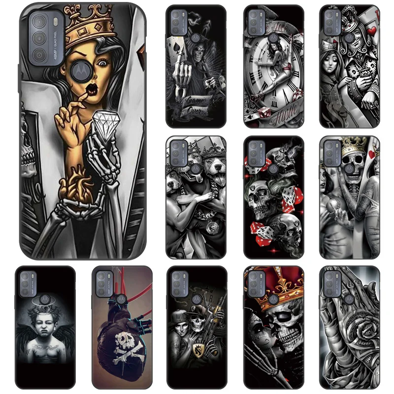 

Skeleton Phone Case For Moto G50 G9 Play Case DIY TPU Painted Case For Motorola Moto G Stylus 2021 E7 Power Edge S G30 G10 Cover