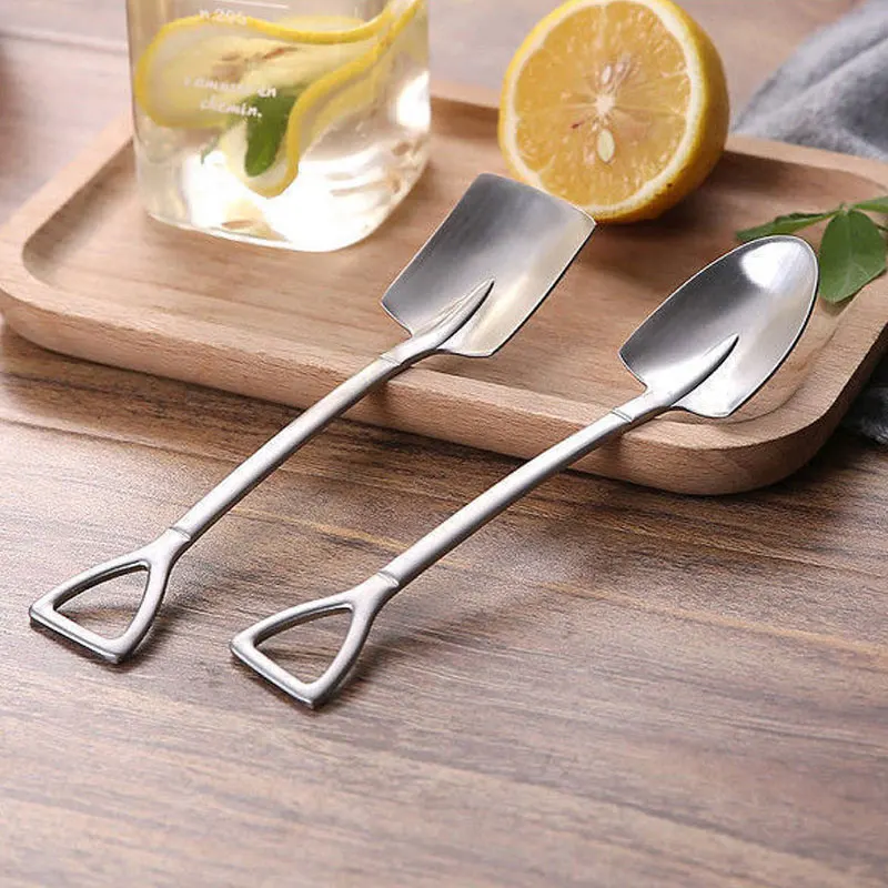 

Stainless Steel Shovel Spoon for Coffee Mug Dessert Fruit Ice Cream Watermelon Creative Fashion Tea Small Spoon Metal Spoon Set